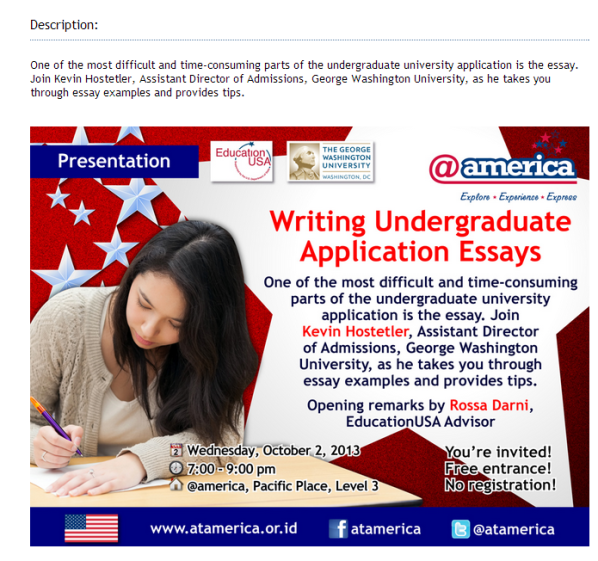 At America (Jakarta, Indonesia) workshop on application essays
